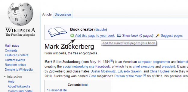 Wikipedia - Add to book