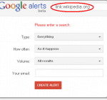 Create a Google Alert to get email updates when people link to your site