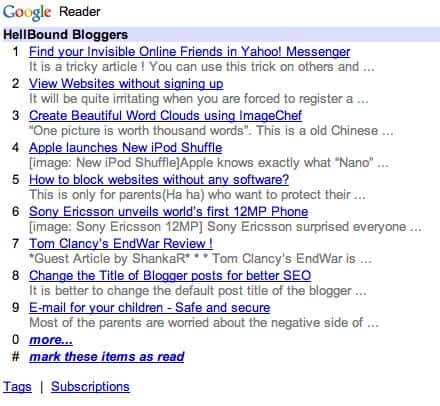 Mobile Site generated by Google Readers