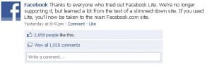 Facebook shuts down Facebook lite