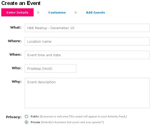 MySpace Event Details