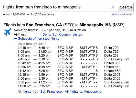 Flight Schedule Google