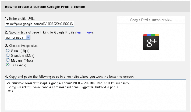 Google Plus Profile Button