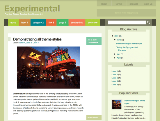 Experimental Blogger Template