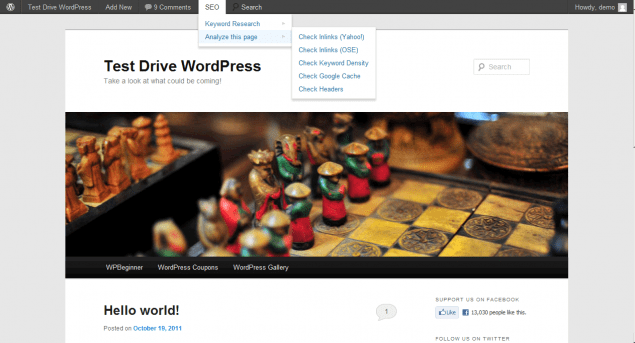 WordPress 3.3 new admin bar
