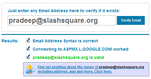 verify email addresses for free