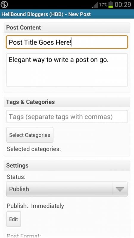 WordPress Android App - Writing Post