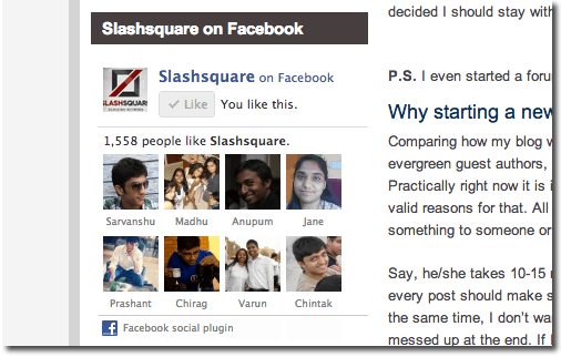 Slashsquare Facebook Page Box