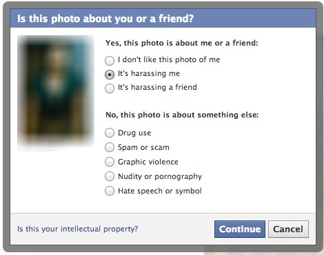 report harassing photo facebook