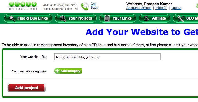 Add Website - Links Management
