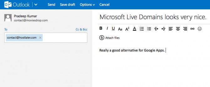 Microsoft Live Domains Outlook Custom Email Address