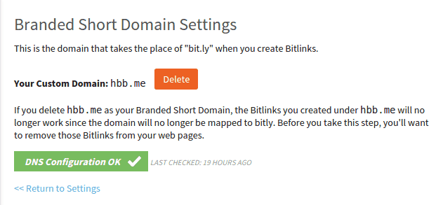 Branded Short Domain Bitly Configured