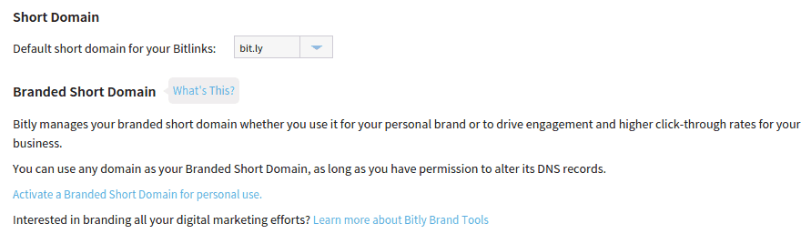 Branded Short Domain Options Bitly