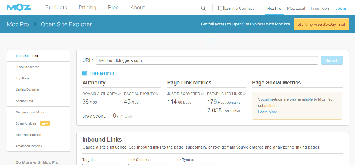 Check Domain Authority And Page Authority Of Website - Moz