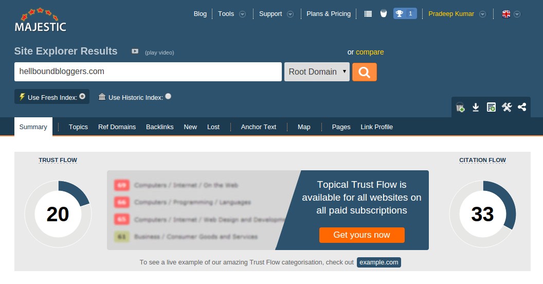 Check Trust Flow And Citation Flow Of Website - Majestic