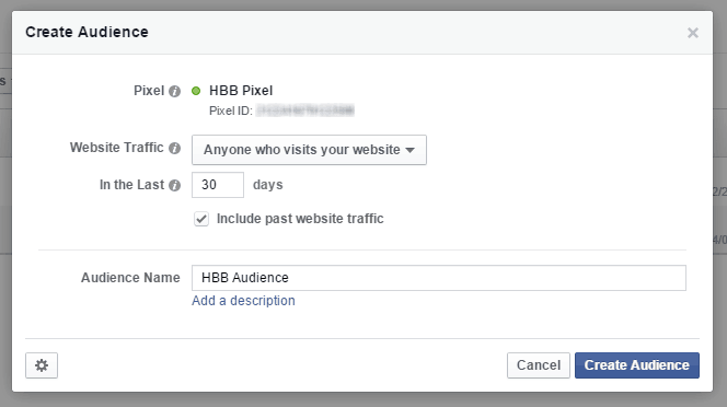 Facebook Ads Custom Audience Name Pixel Created