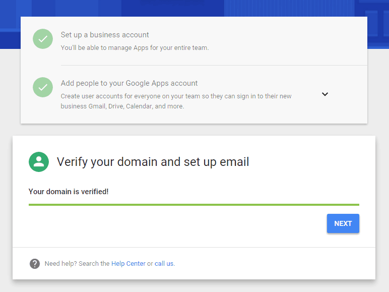 Google Apps Domain Verified