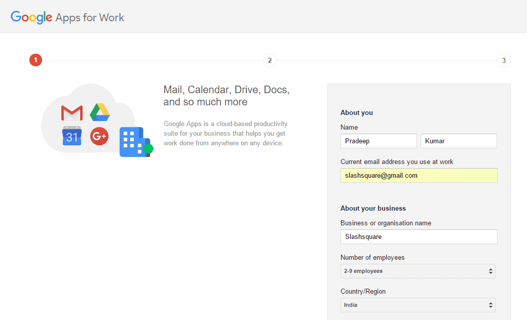 Google Apps for Work Signup