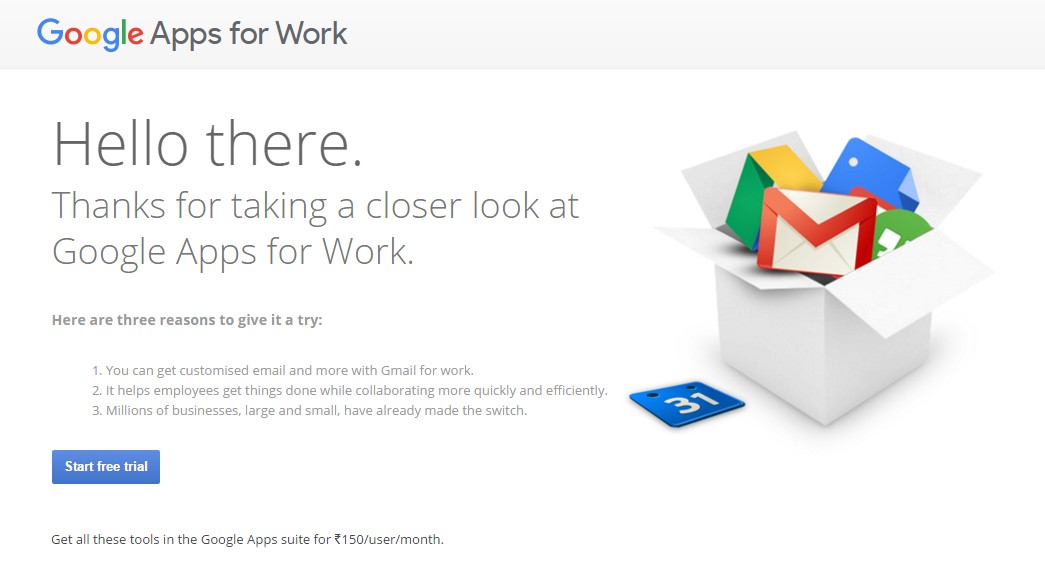 Google Apps for Work Start Free Trial