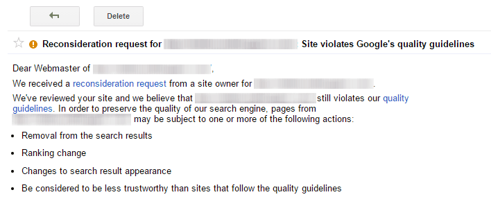 Google Search Console Webmaster Tools Site Violation