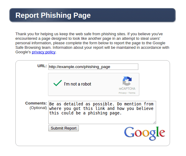 Report Phishing Websites And Pages