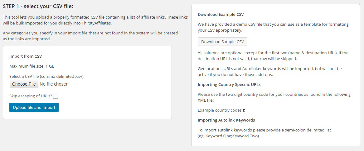 ThirstyAffiliates CSV Importer Add On