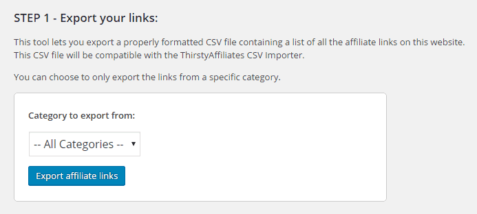 ThirstyAffiliates Export CSV Add On