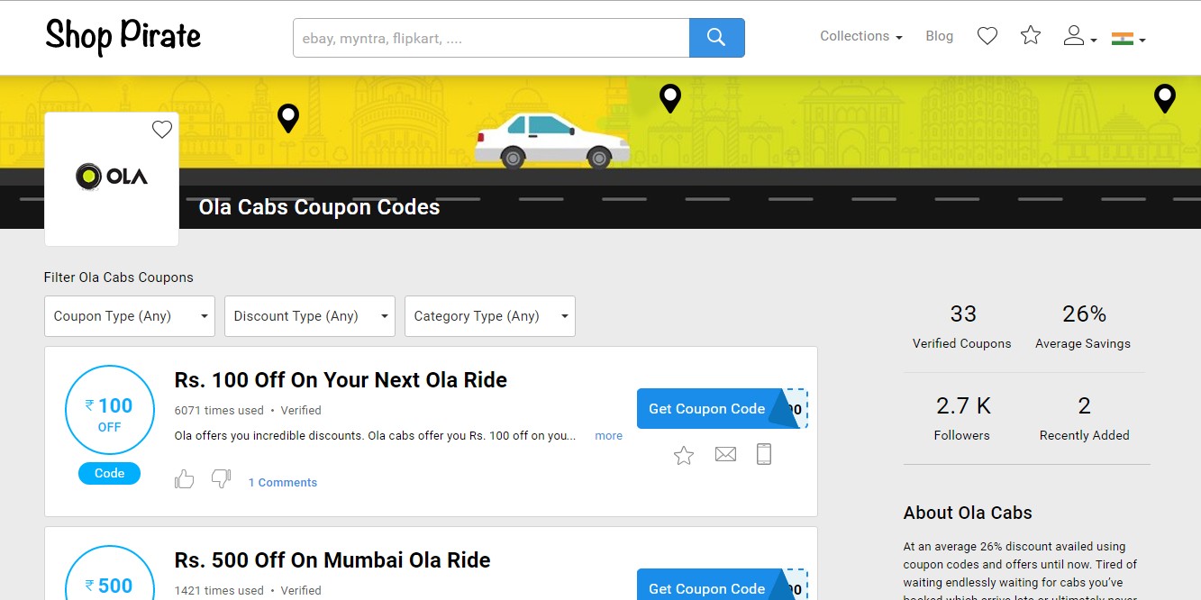 Shop Pirate OLA Coupon Codes