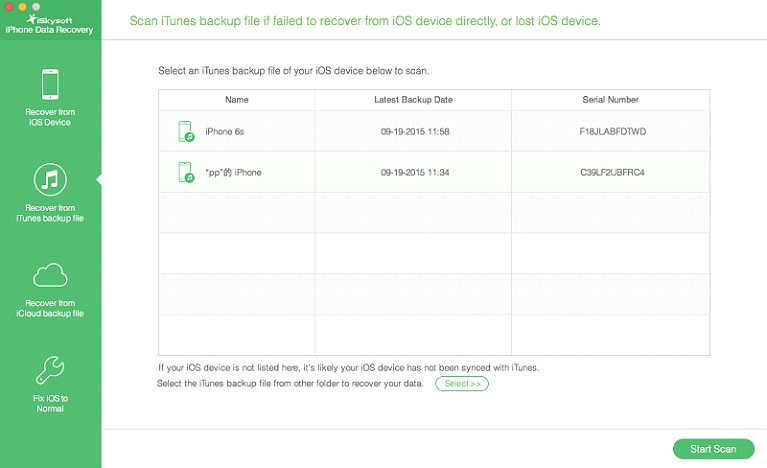 iskysoft iphone data recovery not working