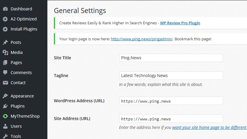 Wordpress General Settings