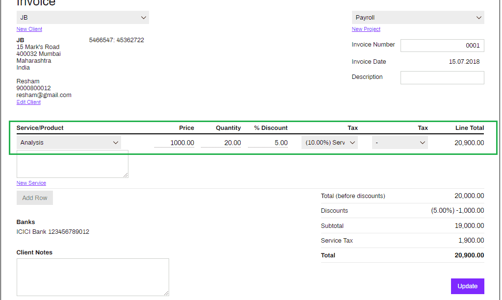 Creating The Invoice 3